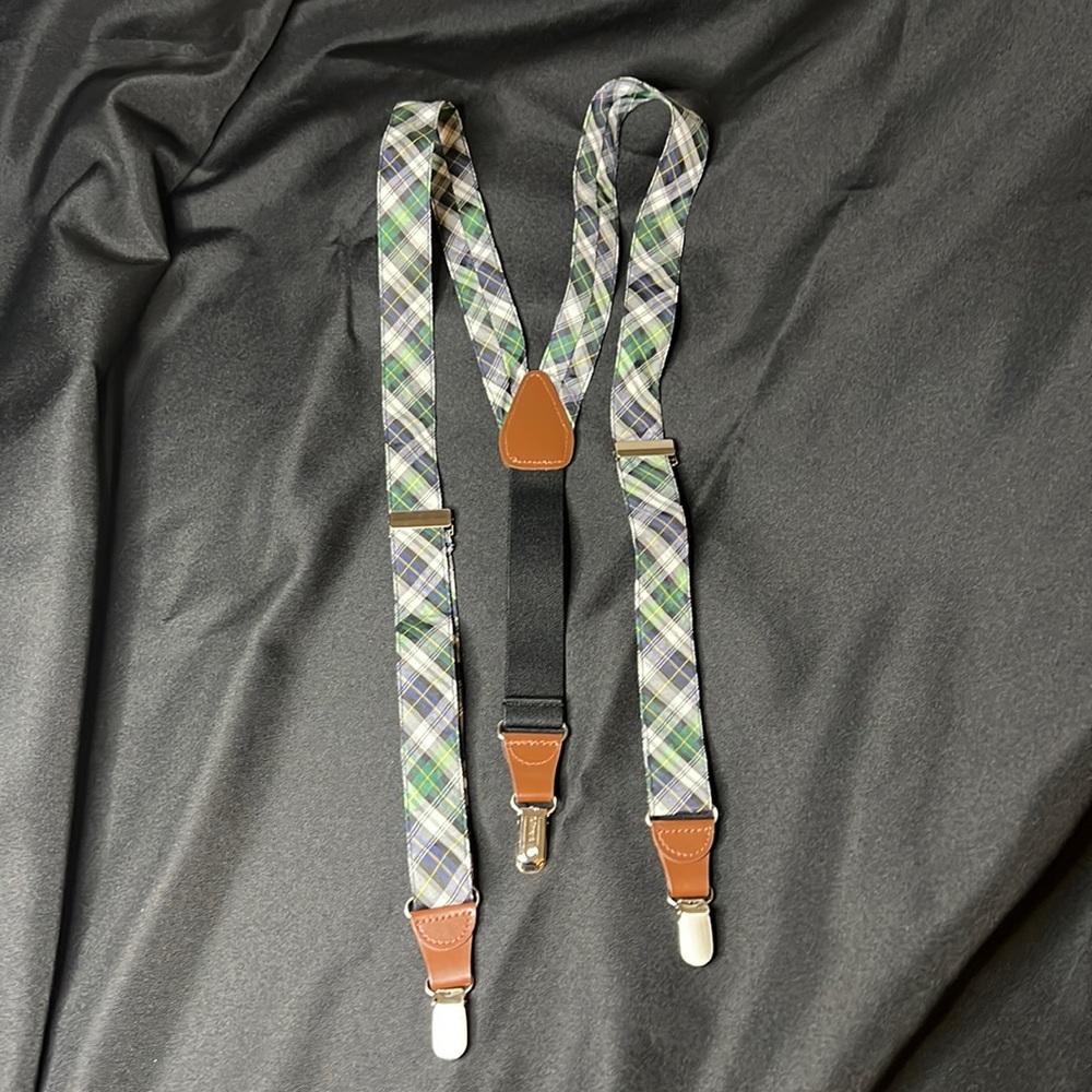 C-3024 - Blue, Green & Black 1.25 Inch Elastic Clip Y-back suspenders